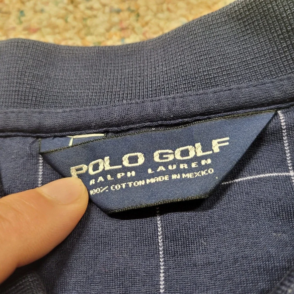 Polo Golf Ralph Lauren Shirt Mens XL Navy Windowpane Plaid Short Sleeve Casual